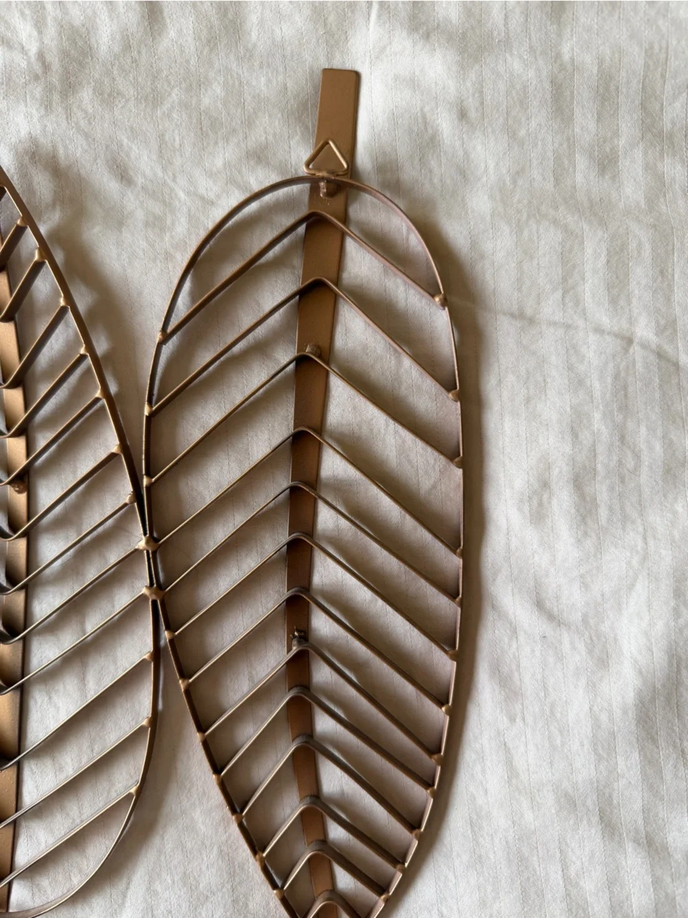 Neutral Bronze Metal Leaf Wall Decor - Modern Gold Accent